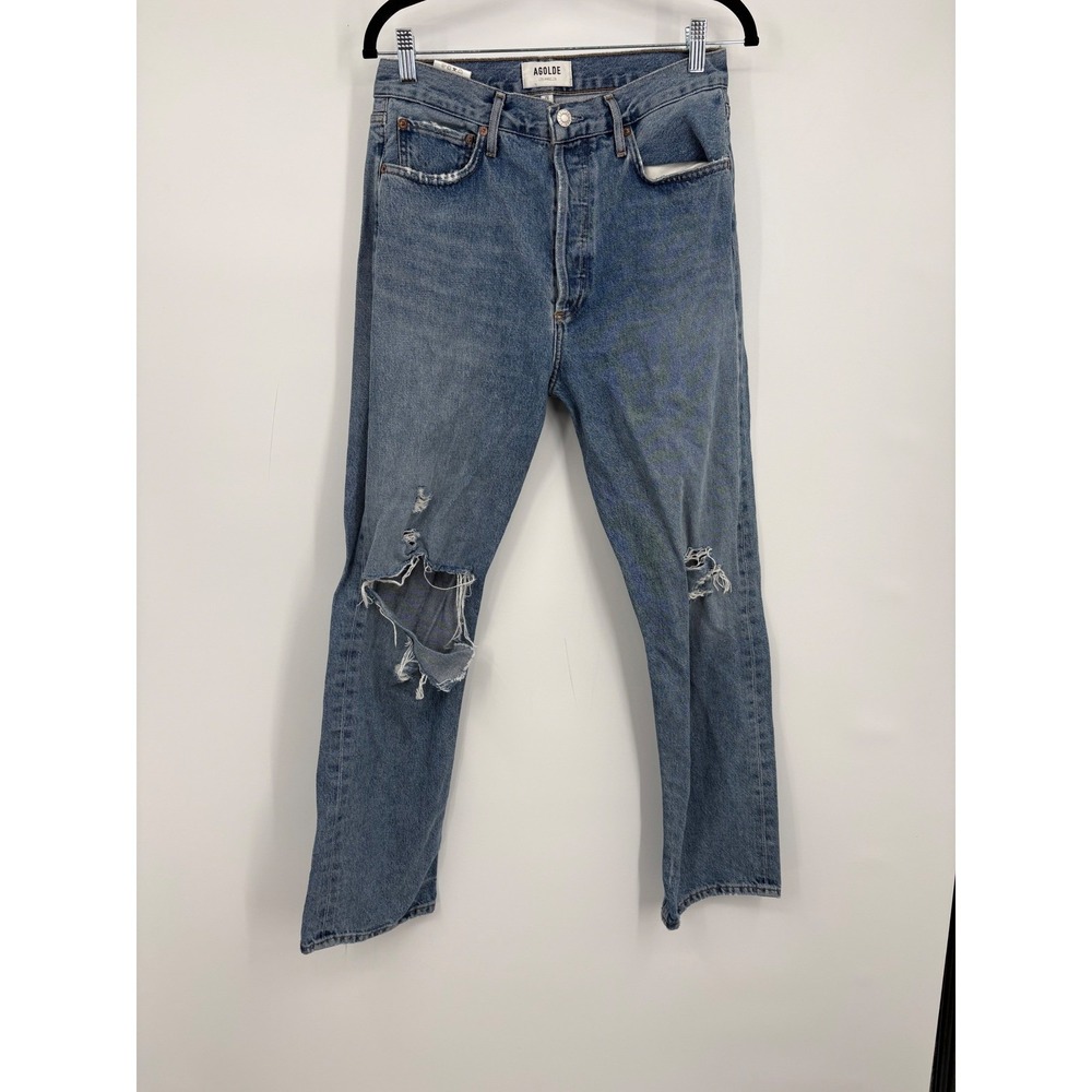 AGOLDE Jeans Women Size 28 90s Distressed mid Rise Straight Leg Blue Denim